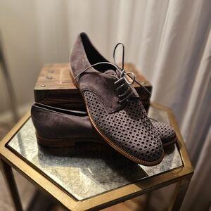 Manolo Blahnik Gray Perforated Derbys